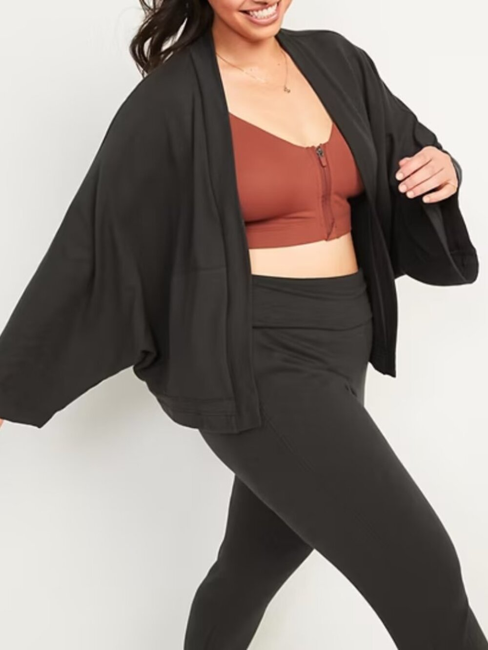 OLD NAVY Women's Grey Draped Slub-Knit Fleece Cardigan Jacket Sz S Petite